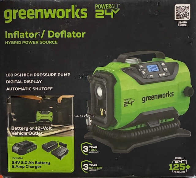 Greenworks 24V, 160 PSI Portable Air Compressor with 2.0 Ah Battery & 2A Charger gallery