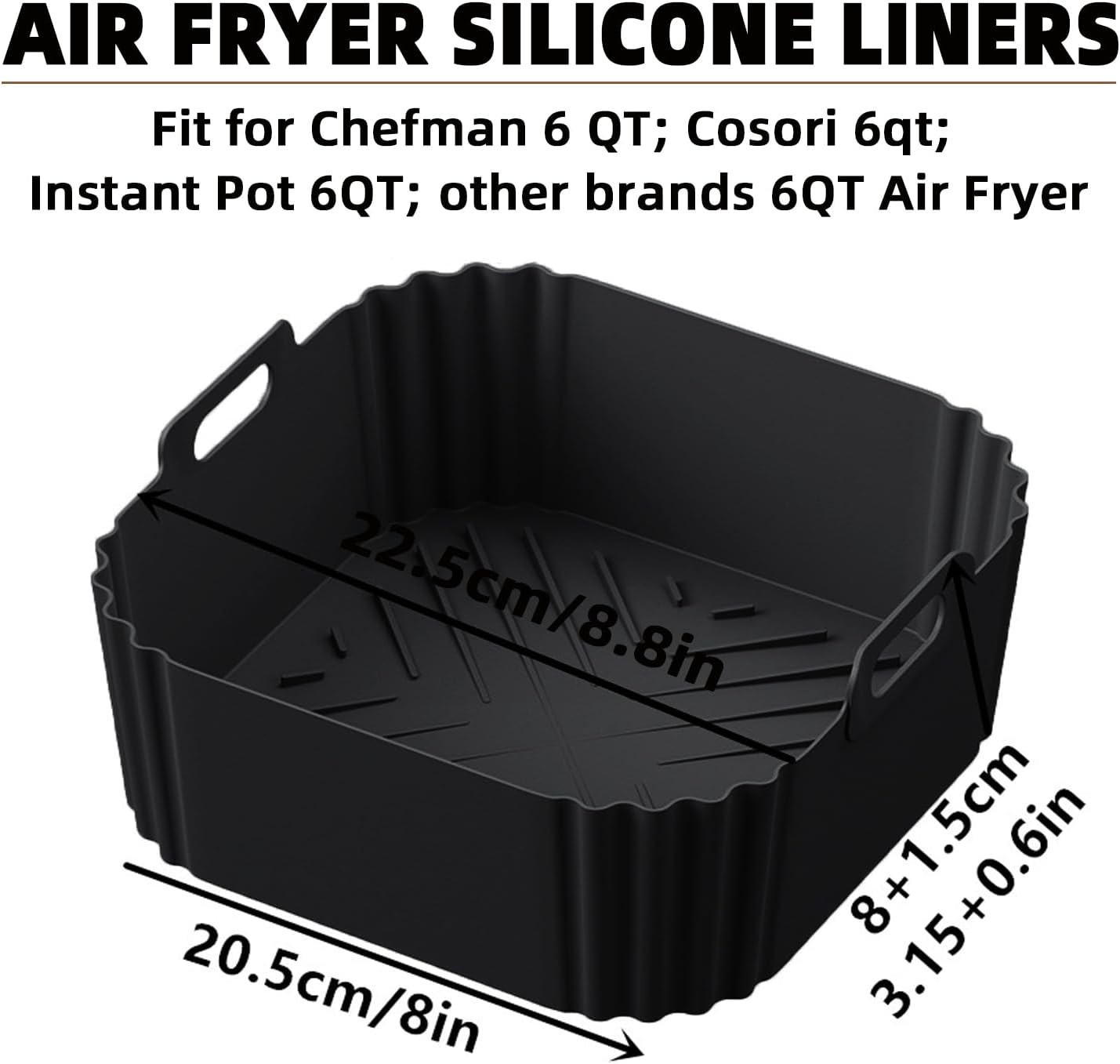 Silicone Air Fryer Liners for Chefman Air Fryer – 6 QT, LYHOLKEER Square Air F gallery