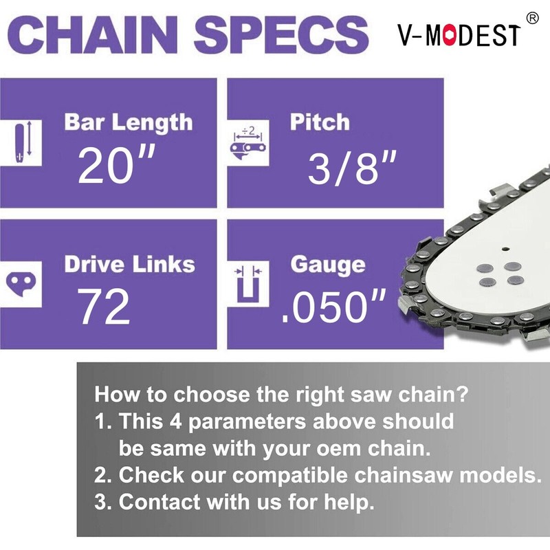 3 Pack 20" Full Chisel Chainsaw Chain for Husqvarna 455 Rancher - 3/8" .050" 72 gallery