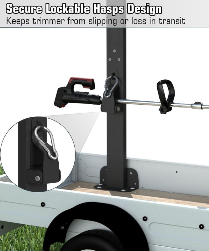 2 Place Weed Eater Rack for Open Trailer, Weedeater Rack with Lockable Hasp M... gallery