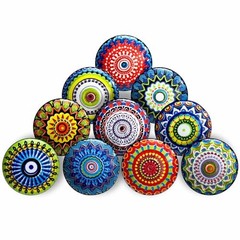 Pcs Ceramic Cabinet Knobs – Vintage Look Hand Painted Multicolor 10 Mandala