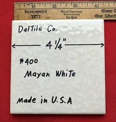 1 pc. Mayan White: Glossy Ceramic Tile by Daltile 4-1/4″ Tiny, Bumpy, Dimple