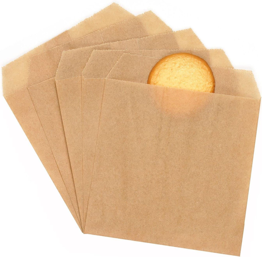 Brown Flat Mini Square Glassine Paper Bags Envelope 3" X 3" (8 X 8Cm) Pack of 10