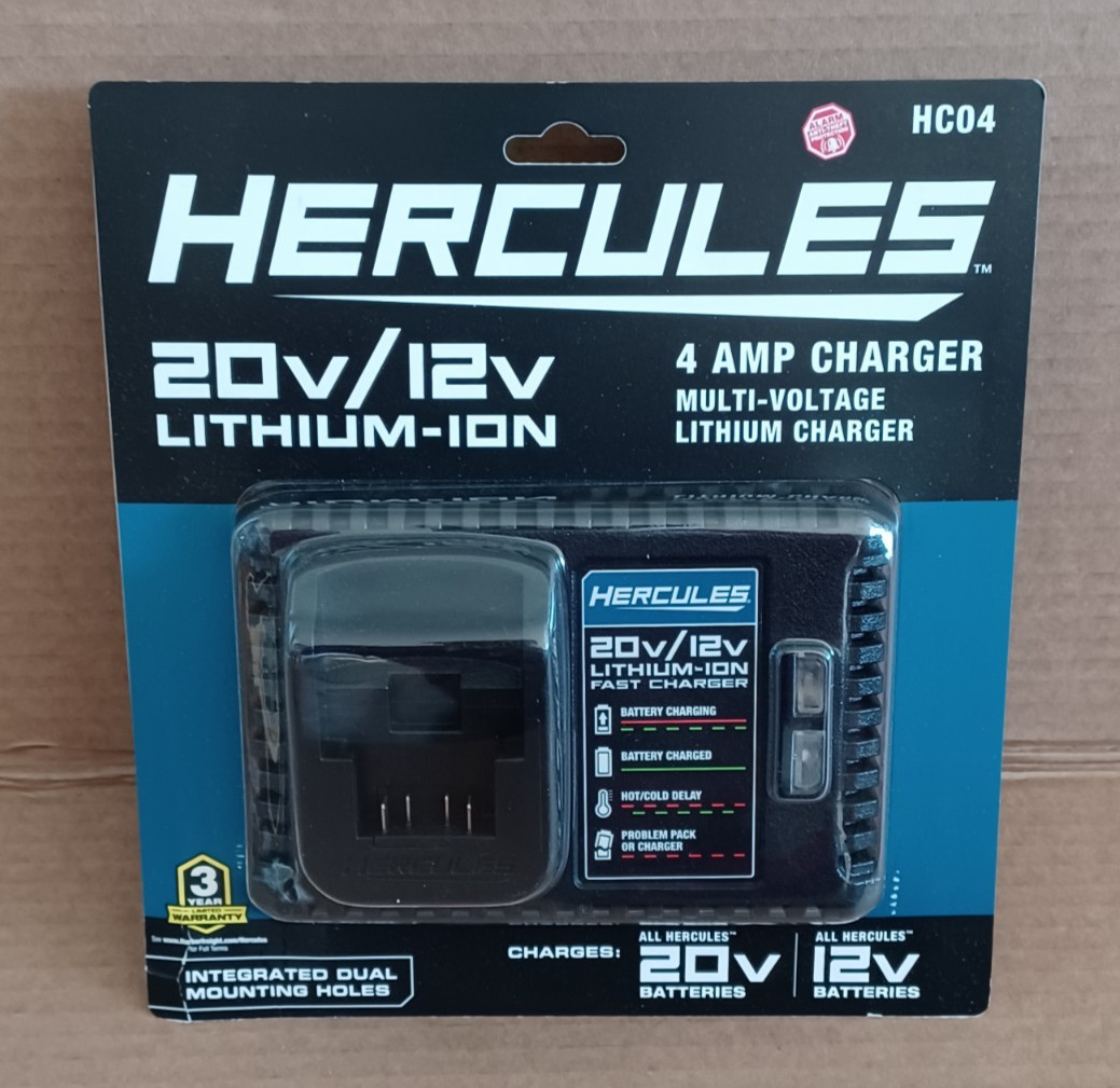 Hercules 20v / 12v 4 Amp Multi Voltage Lithium-Ion Battery Fast Charger HC04 NEW gallery