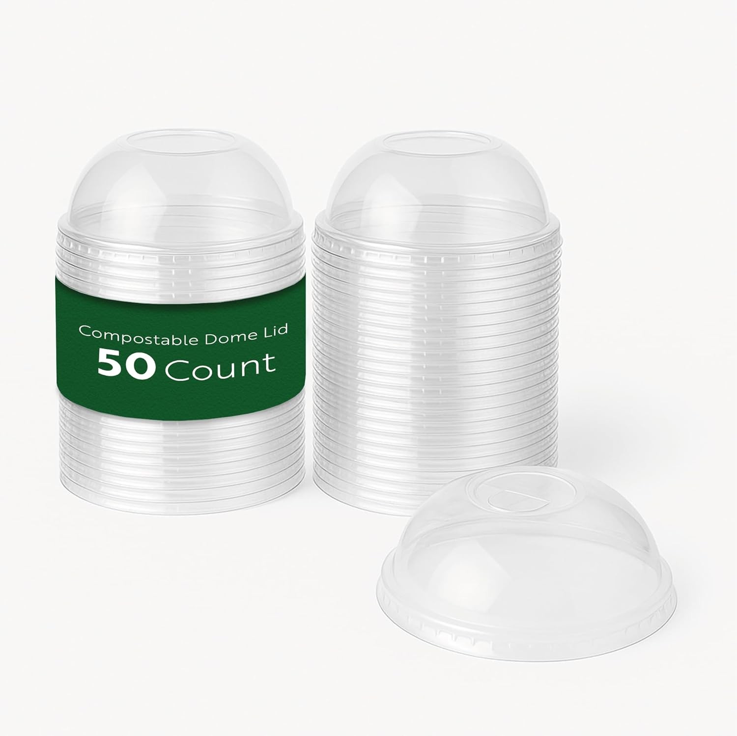 LIDS ONLY: Sustain 3.5 Inch Cold Cup Lids 50 Disposable Dome Lids For Cups - gallery