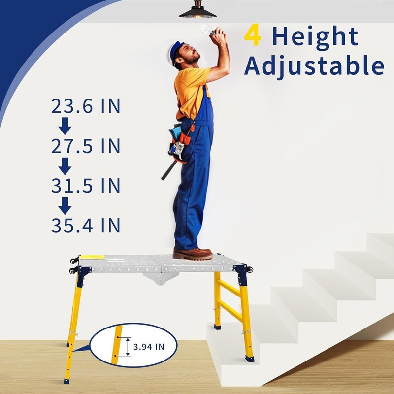 Galvanized Steel Large Work Platform Support 1000 lbs 47"x14", Height 23 to 35 i gallery