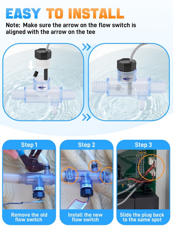 2560-040 Pool Flow Switch W/Tee & Cable For Sundance Spas Jacuzzi Spas Q-12DS-C2 gallery
