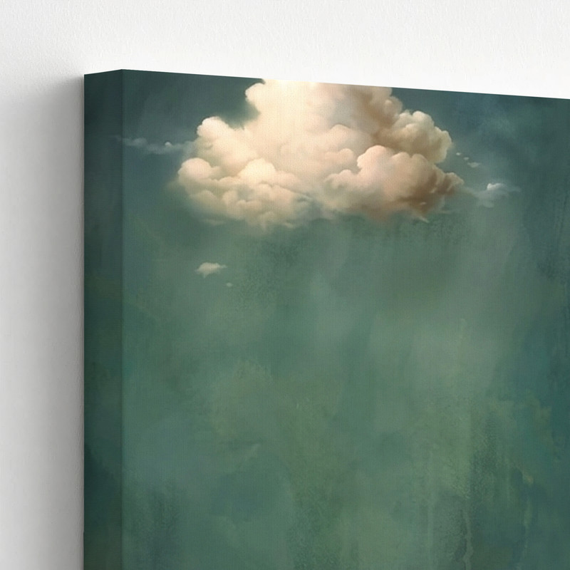 3 Pieces Dreamy Cloudscape Soft Green Background Large Wall Art for Set Of 3 gallery