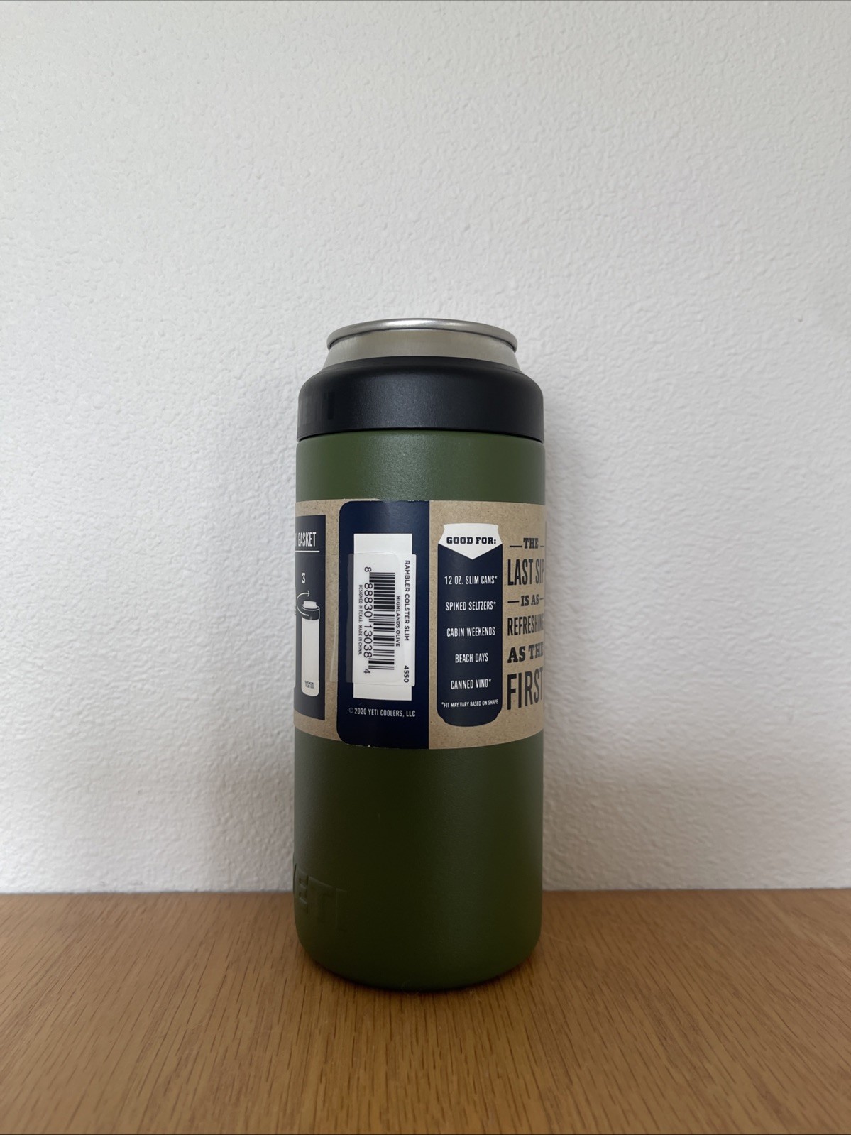 YETI Rambler 12oz. Colster Slim Can Highlands Olive Some Dents (See pics) gallery