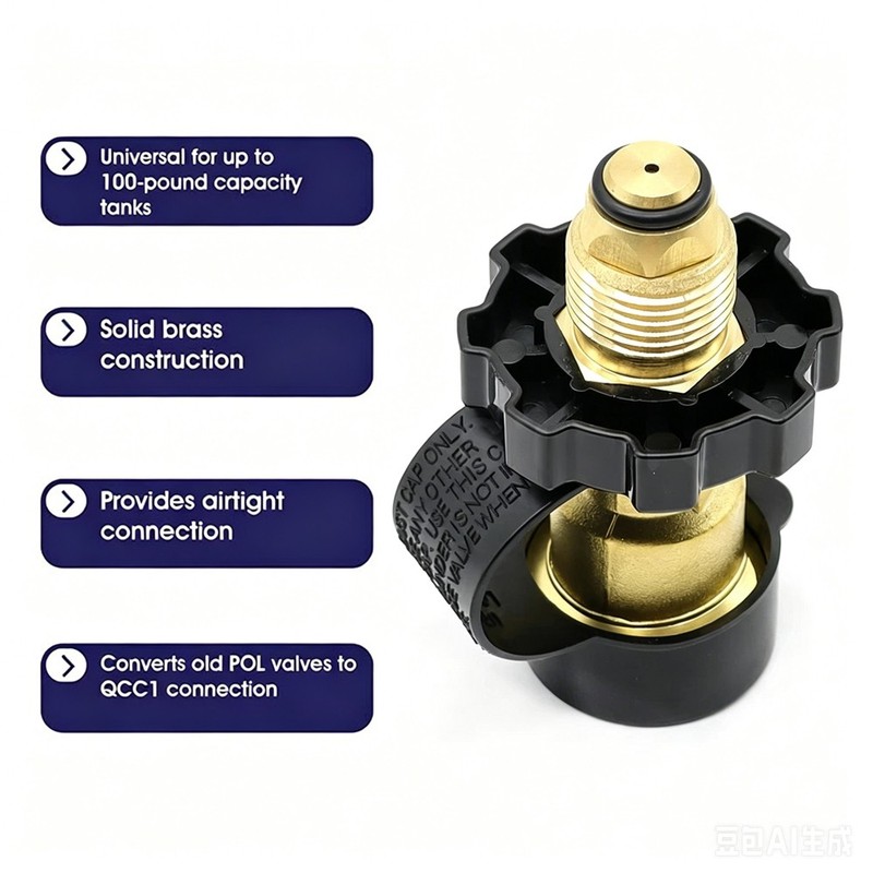 Propane Tank Adapter Universal Converts POL to QCC1/Type 1 Hose Valve Regulators gallery