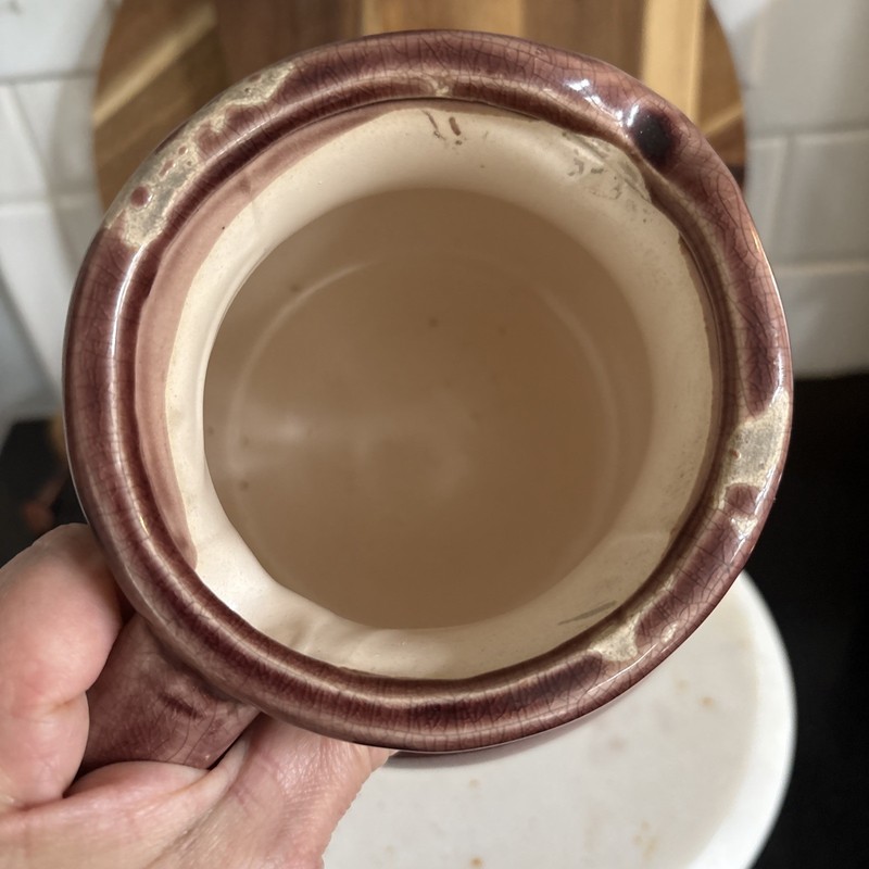 POTTERY BARN Mira Ceramic Small Rustic Brown Vase Pitcher Jug 6”H x 6.5”W gallery
