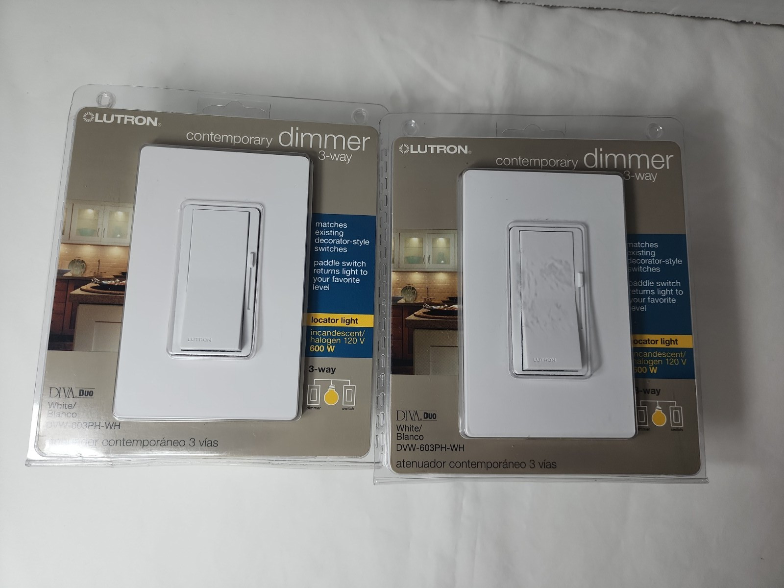 Lutron 2 Diva Duo DVW-603PH-WH 3-Way In-Wall Dimmer Switch White 120V 600 Watt gallery