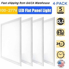 2×2 LED Flat Panel Light 4-Pack, 0-10V Dimmable, Back-Lit 2x2FT LED Panel Lights