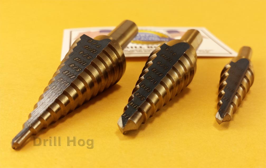 3 Pc Step Drill Bit Set REAMER Step Bit Set UNIBIT Lifetime Warranty Drill Hog® gallery