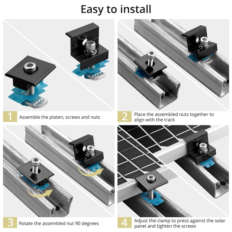 10 PCS Solar Panel Mounting Brackets for Unistrut, Aluminium 30mm/35mm 6 x T-... gallery