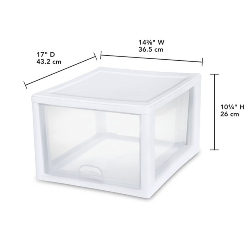 Sterilite 27 Quart Stacking Storage Drawer, Stackable Plastic Bin Drawer, 4 Pack gallery