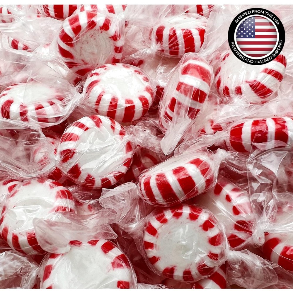 Peppermint Starlight Mints Hard Candy Bulk Pack 2 Pounds About 180 Count