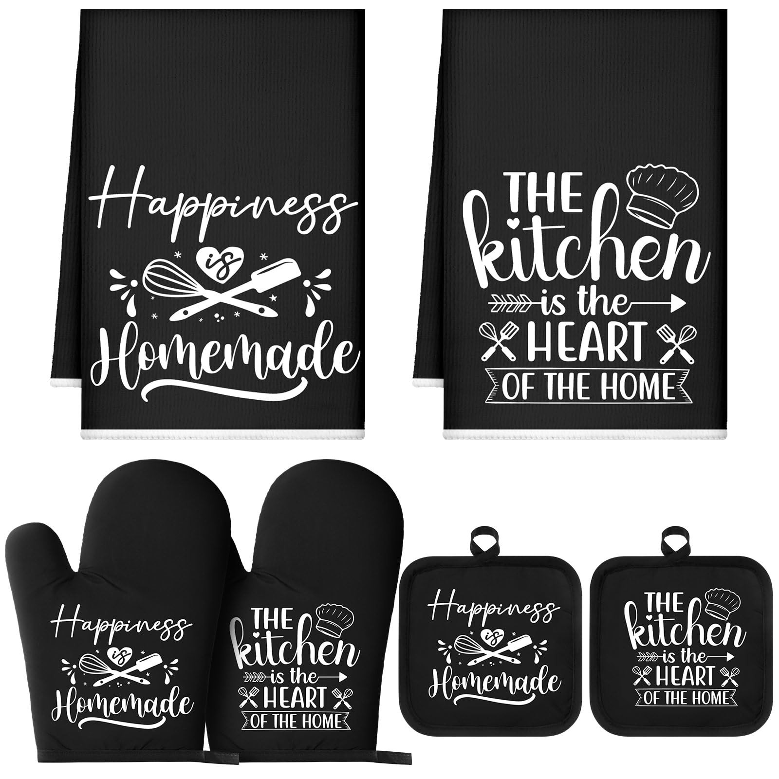 6 Pcs Kitchen Decor Accessories Set Farmhouse Towels Pot Holders Oven Mitts S... gallery