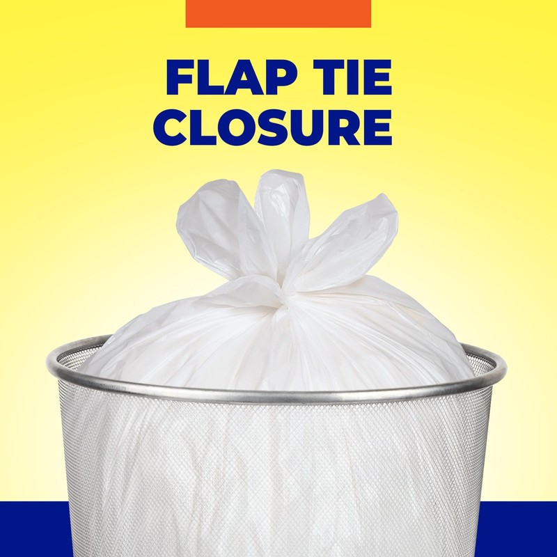 Hefty Essentials Flap Tie 4 Gallon Trash Bags, 52 1 Count (Pack of 52), White gallery