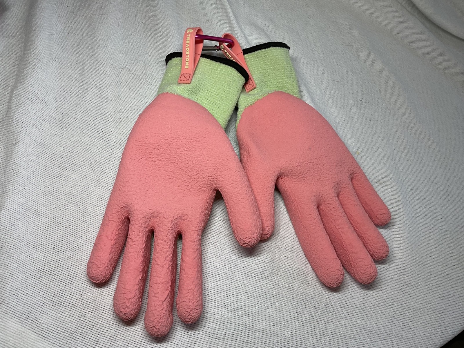 Treadstone WOMENS GARDEN-Gloves clip Medium PEACH GREEN NYLON LATEX SPANDEX NWT gallery