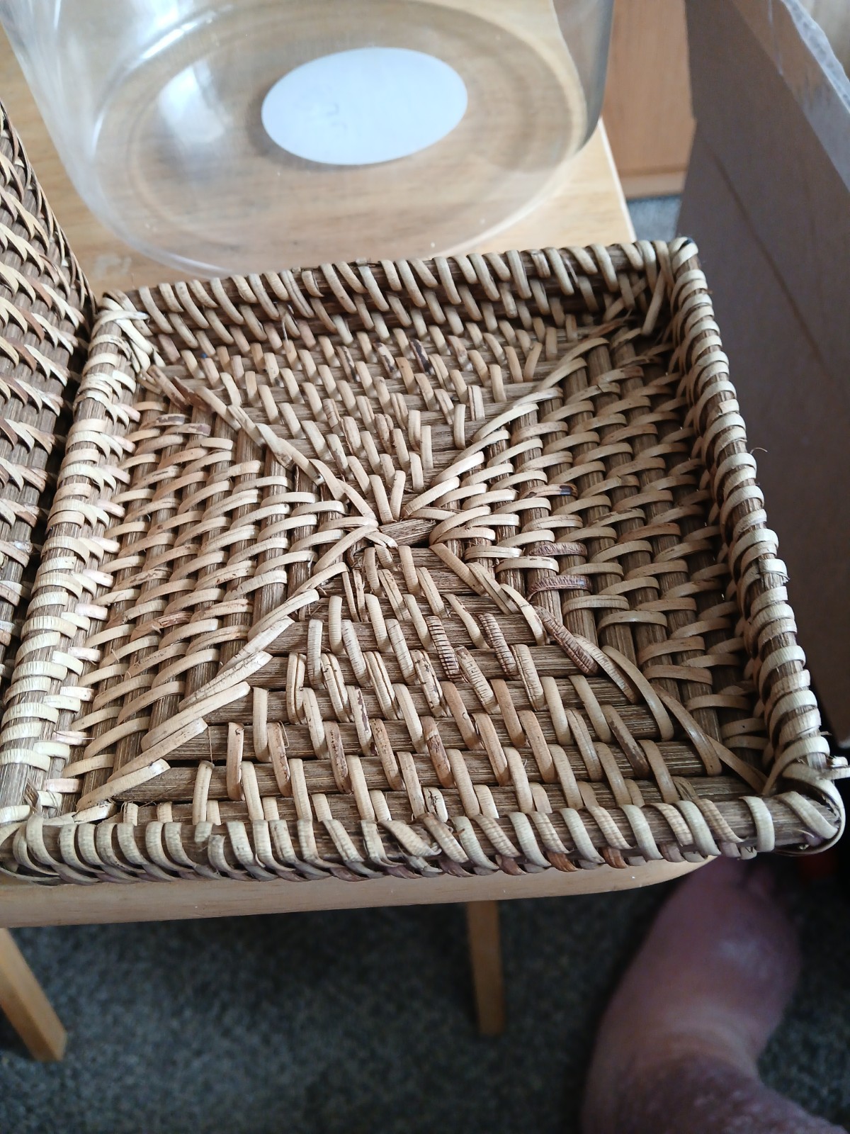 Rattan Box Storage Baskets with Lid Handwoven Round Woven gallery