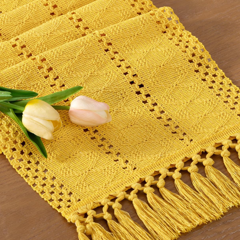 Boho Table Runner Fall Thanksgiving Farmhouse Rustic Dining Kitchen Centerpiece gallery