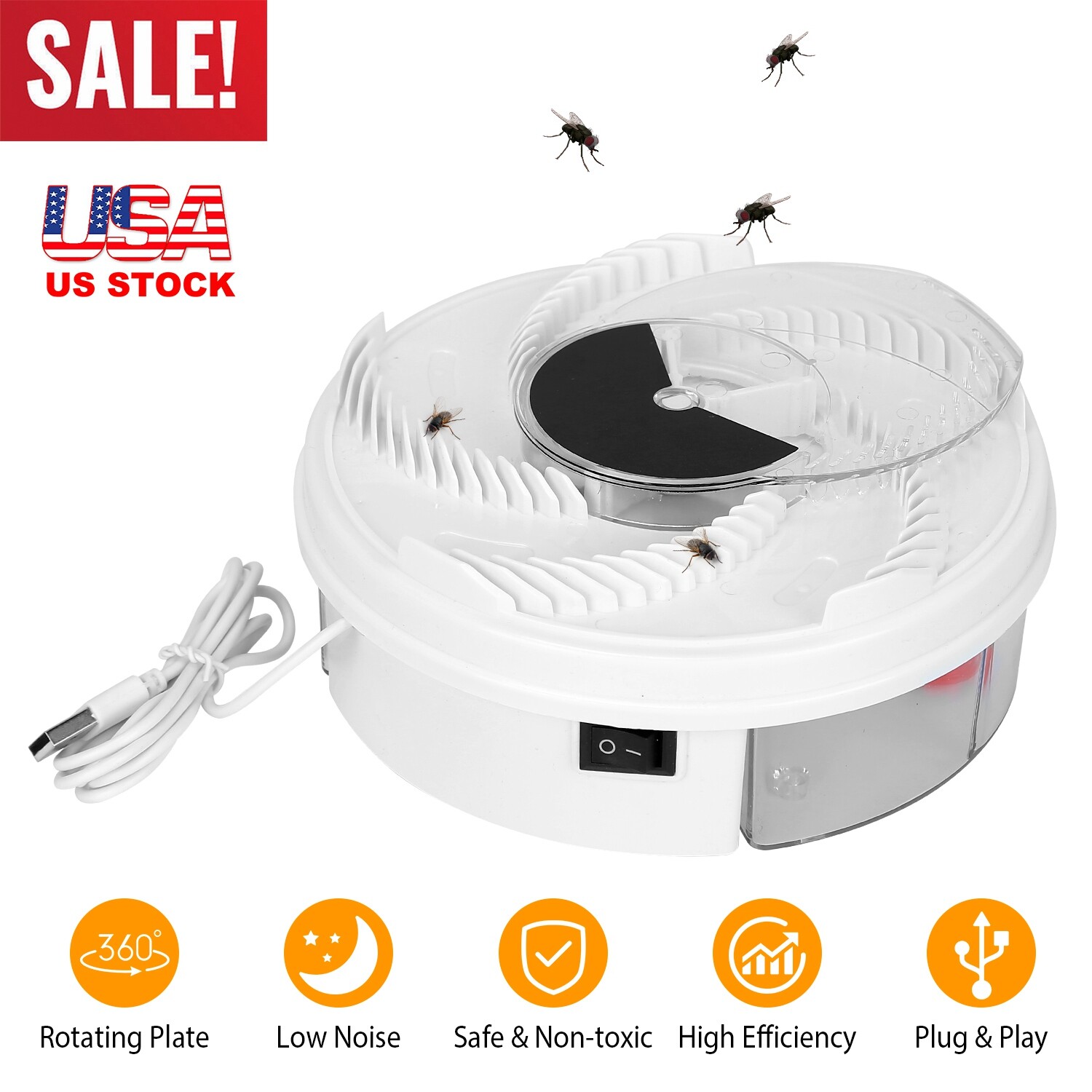 Electric Fly Trap Automatic Fly Catcher Rotating Fly Pest Repellent Kitchen Tool gallery