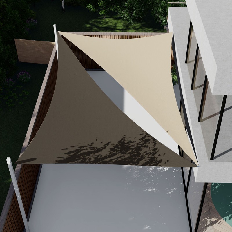 25/26/27ft Brown Equilateral Triangle Outdoor Steel Cable Sun Shade Sail 260GSM gallery