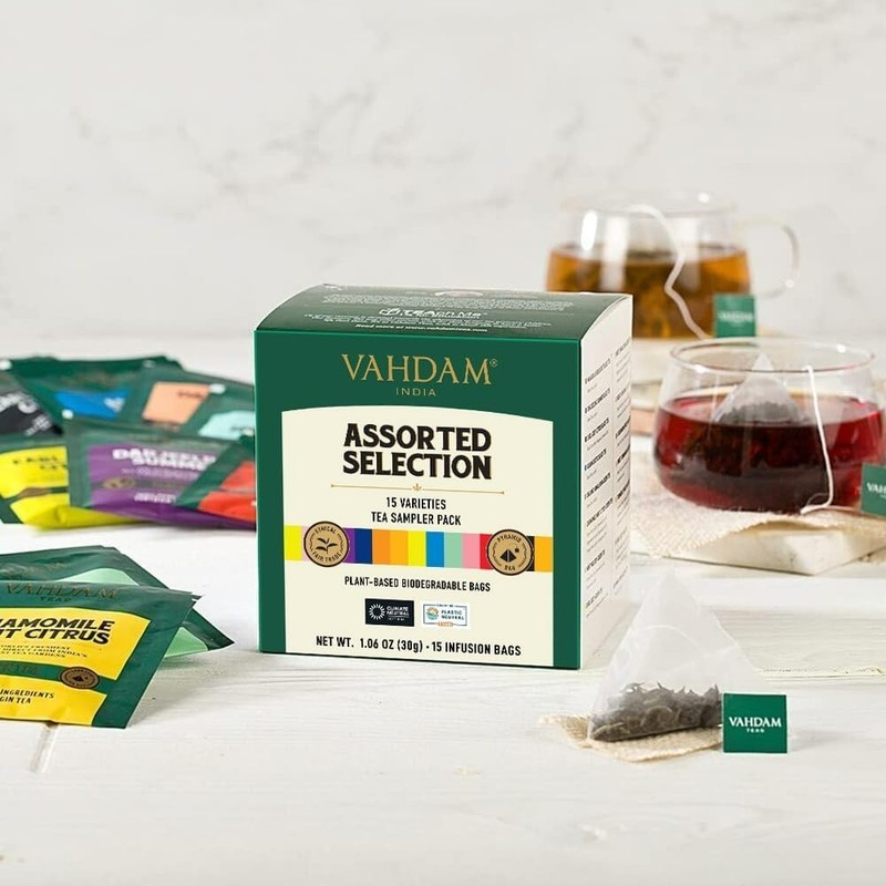 Luxury Assorted Herbal Tea Gift Set - 15 Pyramid Tea Bags for Mindful Sipping gallery