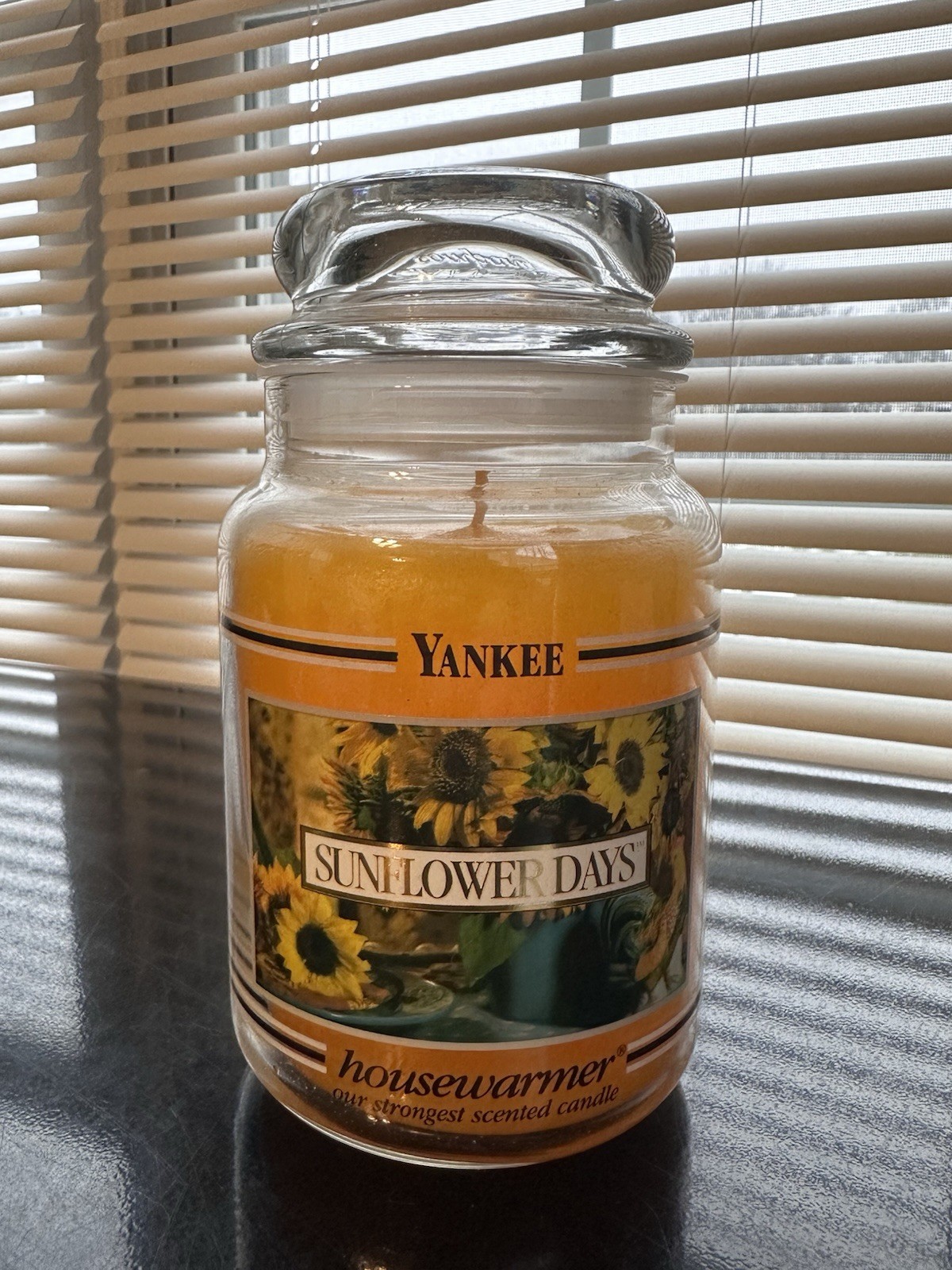 Retired Yankee Candle " SUNFLOWER DAYS" 22 oz Large Jar NEW Black Band Candle gallery