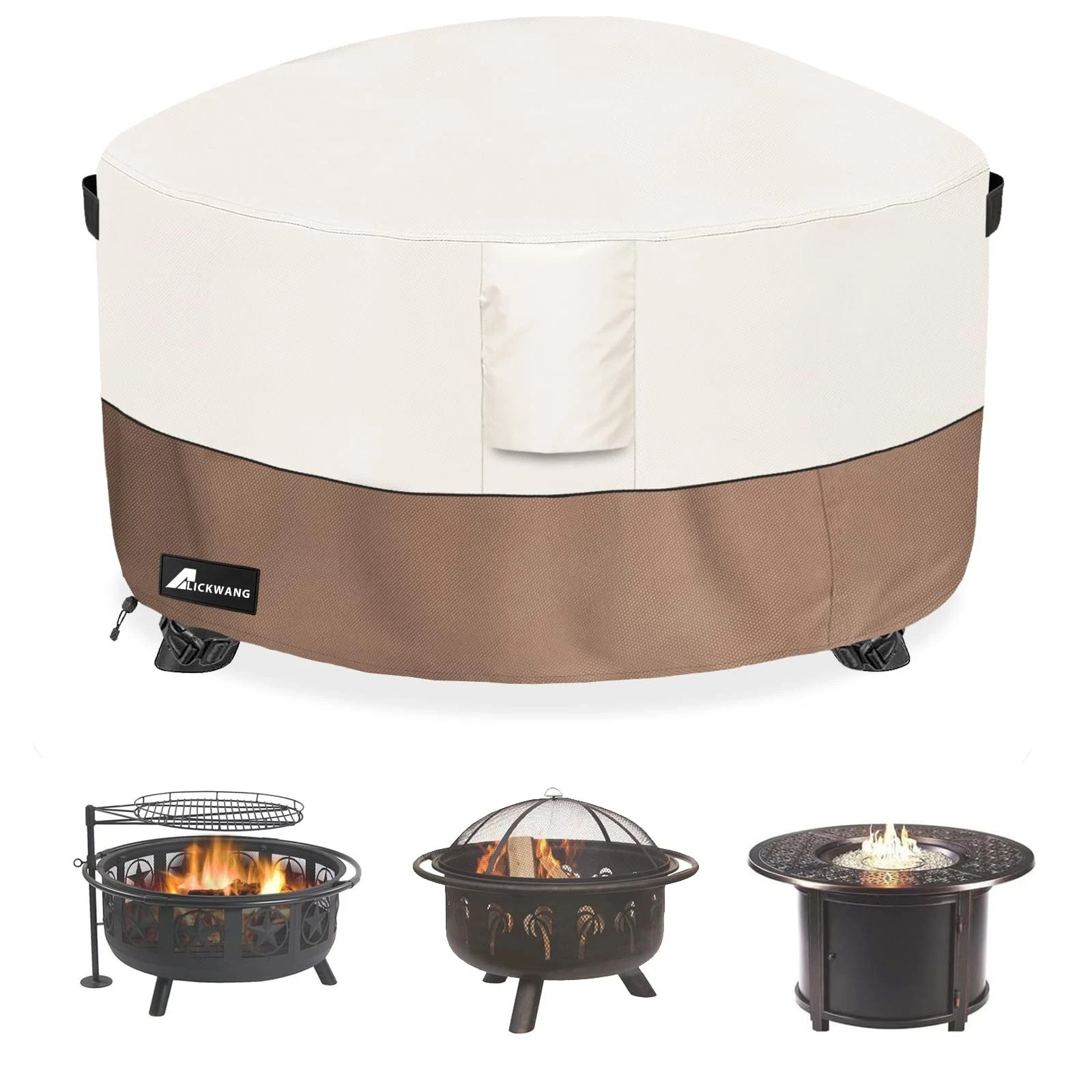 Fire Pit Cover Round 40 Inch Waterproof,Outdoor Heavy Duty Durable 600D Tear-... gallery