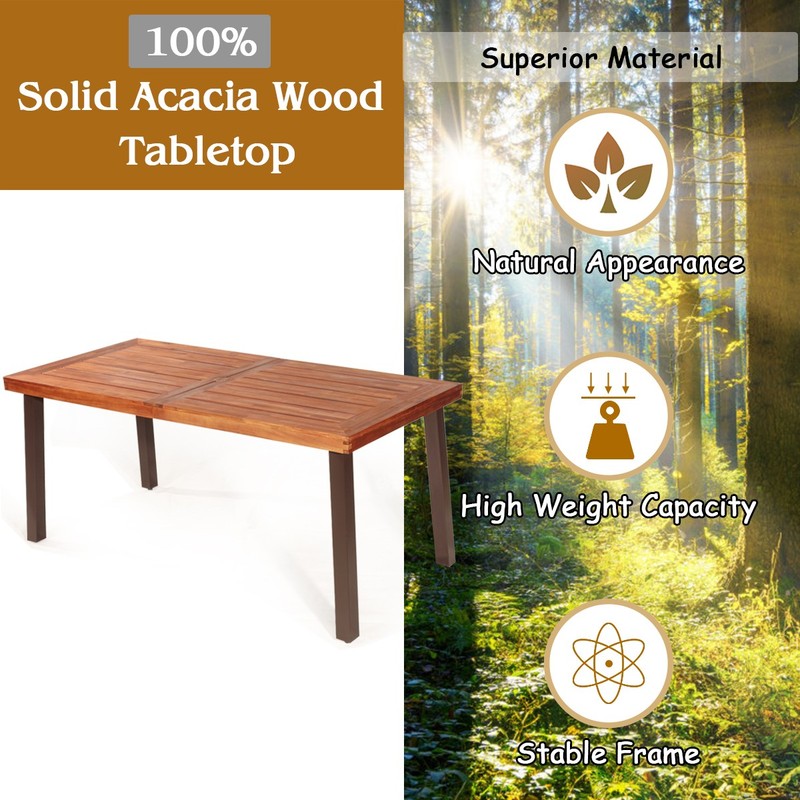 Rectangular Acacia Wood Dining Table Rustic Furniture Indoor &Outdoor gallery