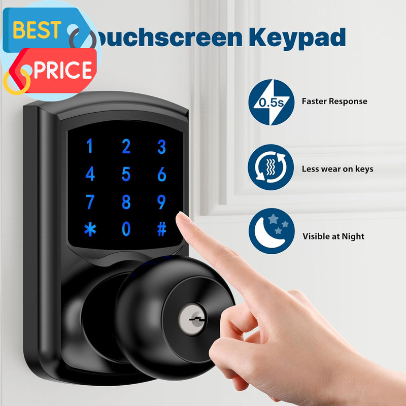 Keyless Entry Door Lock with Code, Keypad Door Lock with Handle, Touchscreen Doo gallery