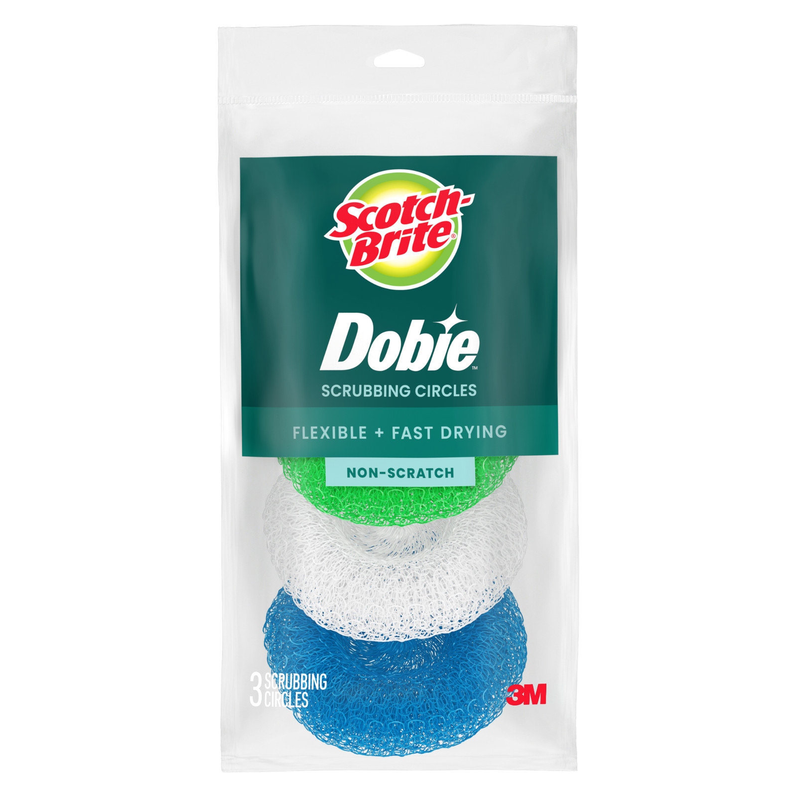 Scotch-Brite Dobie Non-Scratch Plastic Scrubbing Circles: 3-pack Color May Vary gallery