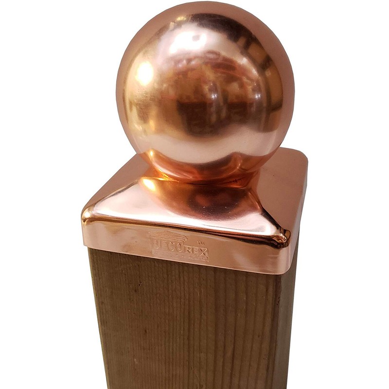 3.5" x 3.5" Solid Copper Ball Post Cap for True/Actual 3.5" x 3.5" Wood Posts gallery