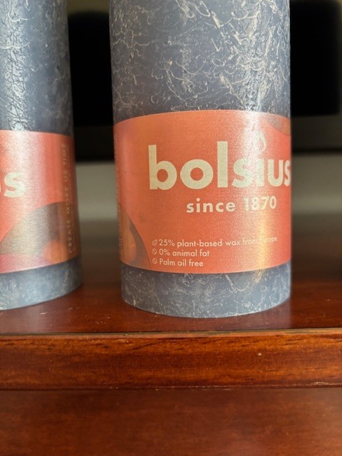 Four Bolsius Rustic Pillar Candle Twighlight Blue 190 x 68mm Burns 85 Hrs NEW gallery