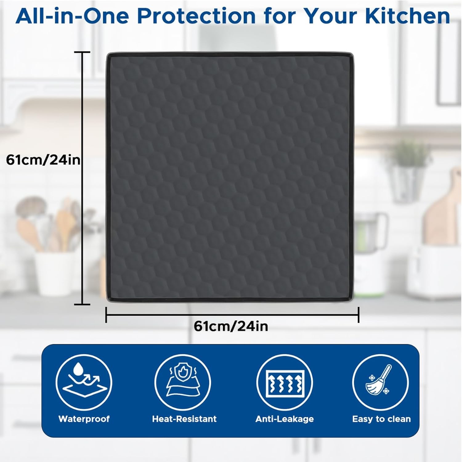 Dishwasher Drain Pan Mat,24''x24'' Dishwasher Drip Tray with Raised Edge,Non-Sli gallery
