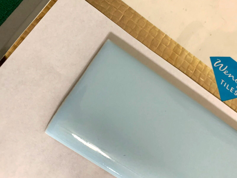 Wenczel Ceramic 2" x 6" Flat Surface Bullnose *Pastel Blue* Gloss *2* pcs gallery