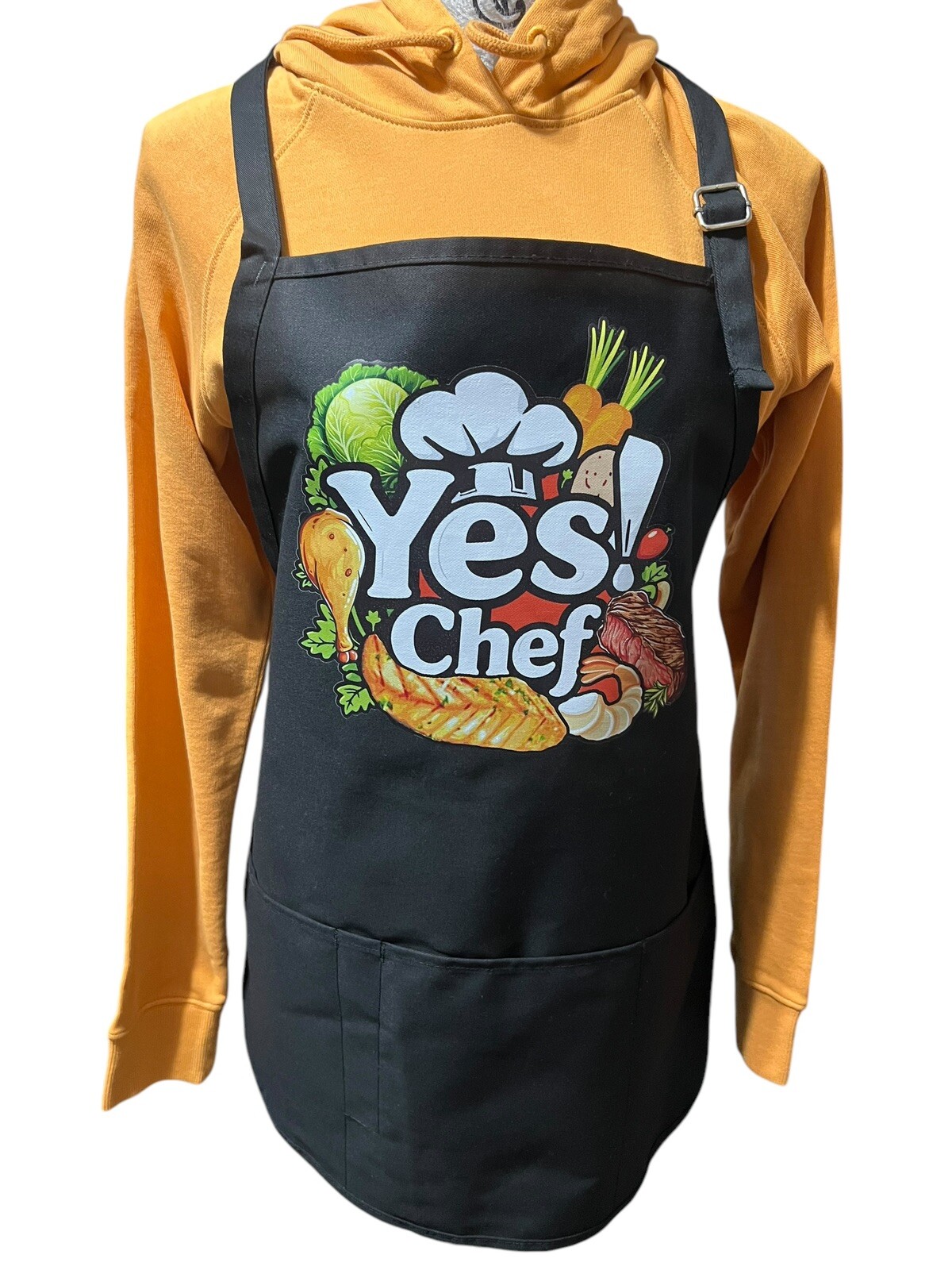 Yes Chef Cooking Apron with Pocket Black gallery