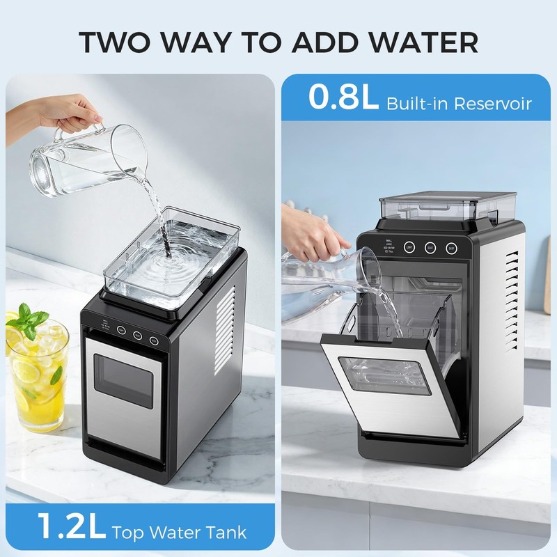 COWSAR Ice Maker Countertop, Portable 26LBS / 24H, Black and Silver gallery
