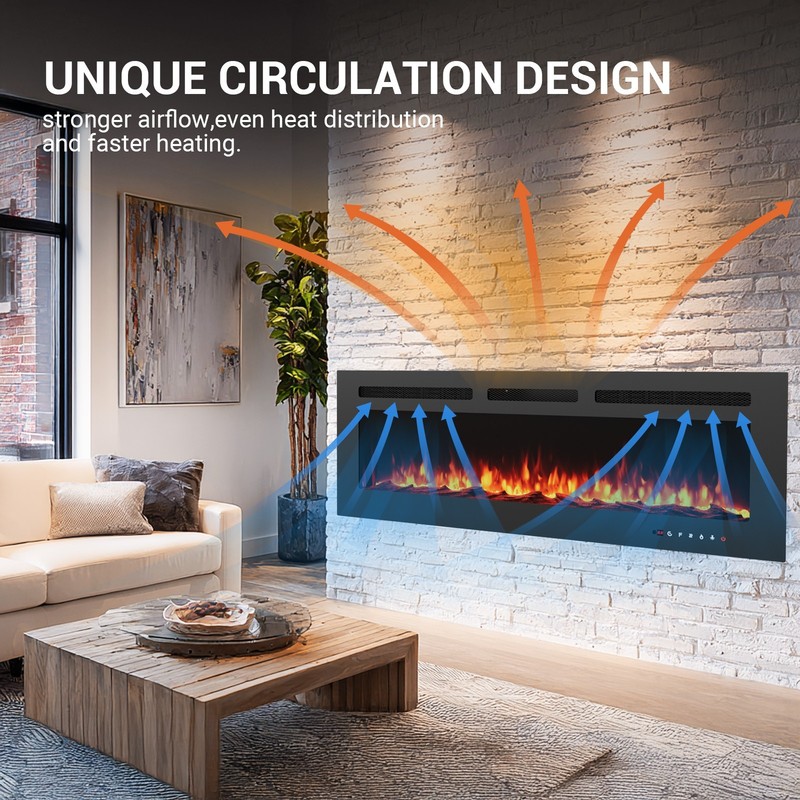 50" Electric Fireplace Recessed insert or Wall Mounted Standing Electric Heater gallery