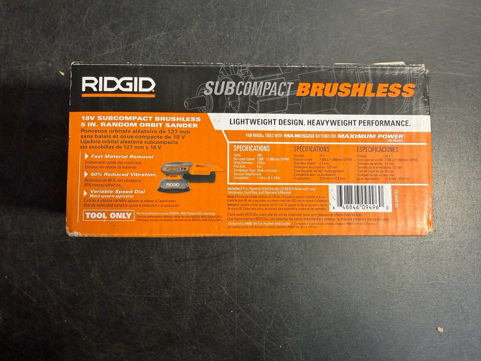 RIDGID R870651B 18V Brushless 5” Random Orbit Sander Tool Only Used gallery
