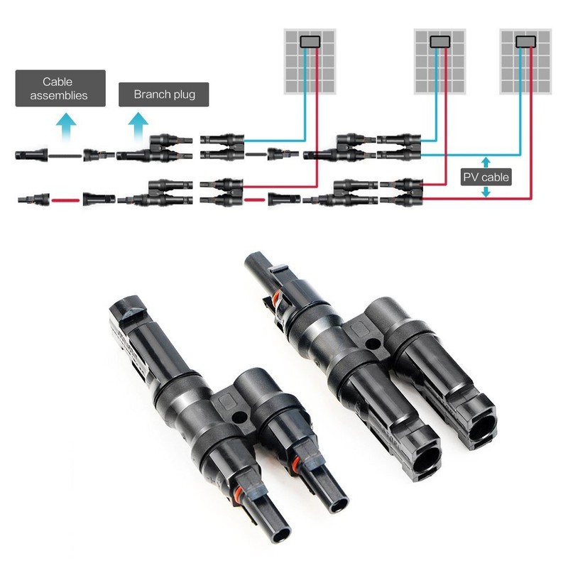 Solar Panel Y Branch Cable Connection Panel Parallel Connector MMF+FFM One Pair gallery