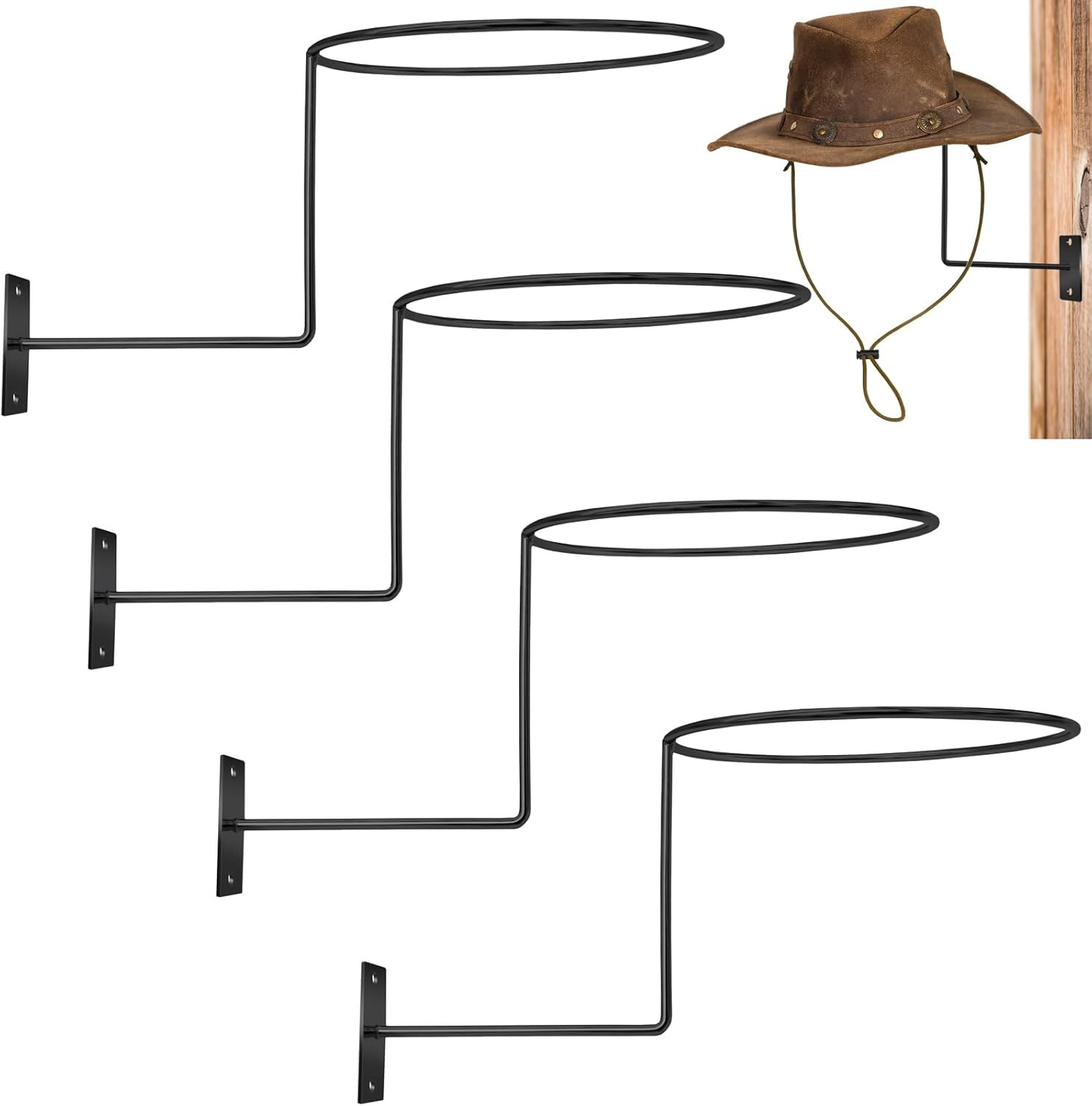 4 Pcs Cowboy Hat Rack Cowboy Hat Holder Metal Hat Hanger for Wall Hat Holder Mul gallery