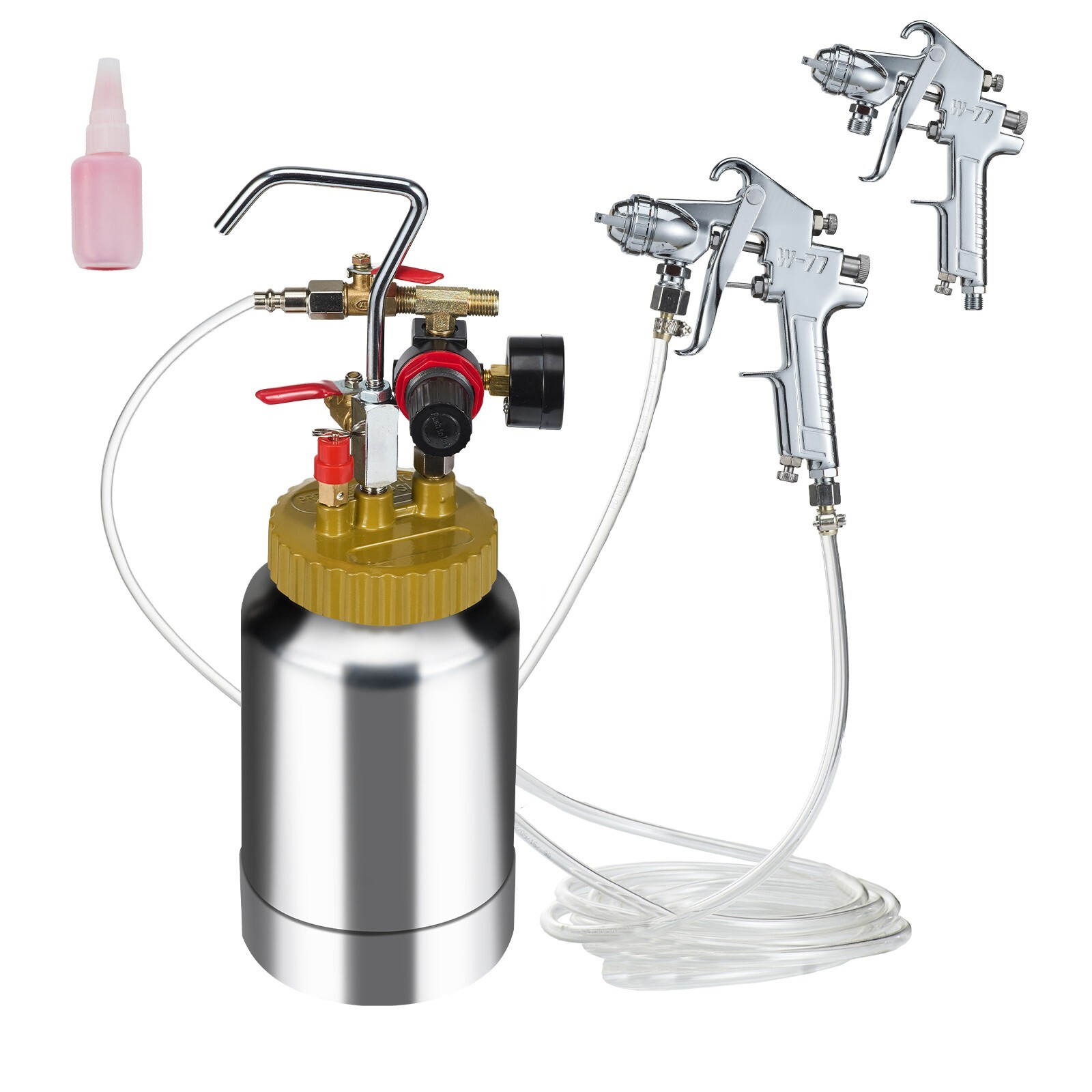 2L/0.5gal Spray Paint Pressure Pot Tank 1.8mm Nozzle Spray Gun Hoses Kit gallery