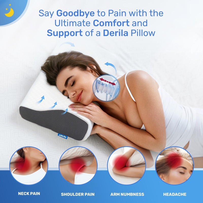 DERILA® ! KingSize Memory Foam Countour Pillow |For Side, Back, Stomach Sleepers gallery