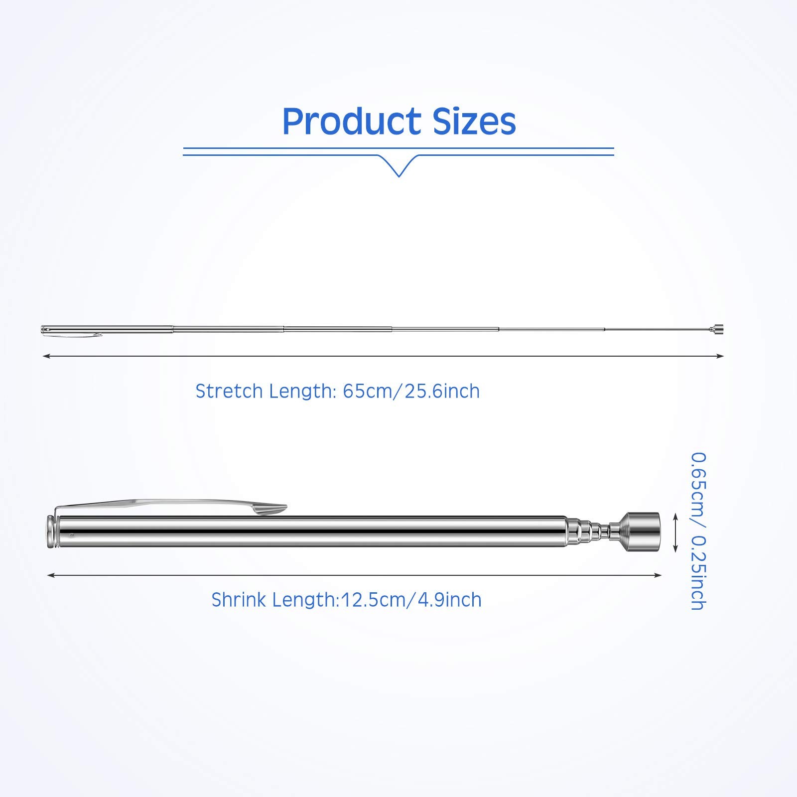 12 Pieces Telescoping Magnet Pickup Tools in 2 Lb Magnetic Stick silver gallery