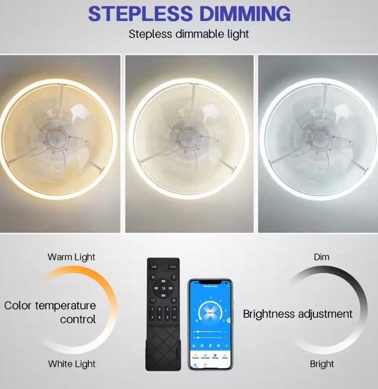 Ceiling Fans with Lights and Remote - Dimmable LED (3000-6000K)) 15.75” Modern gallery