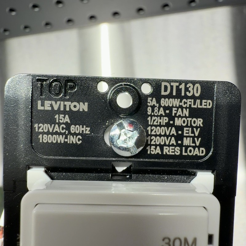Leviton DT130 Countdown Timer Switch 15A 5-10-15-30 Min White For Fan Light gallery