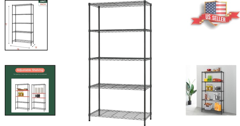 Rust-Resistant 5-Tier Wire Shelving Unit - 1250 lbs Total Capacity, Freestanding gallery